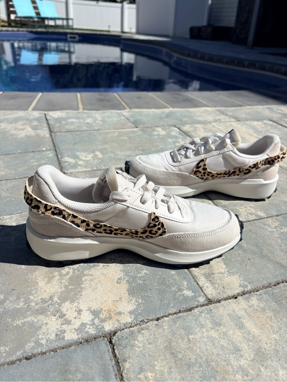 Nike Women's Waffle Debut Sneakers with Leopard Swoosh. New w/o tags or box